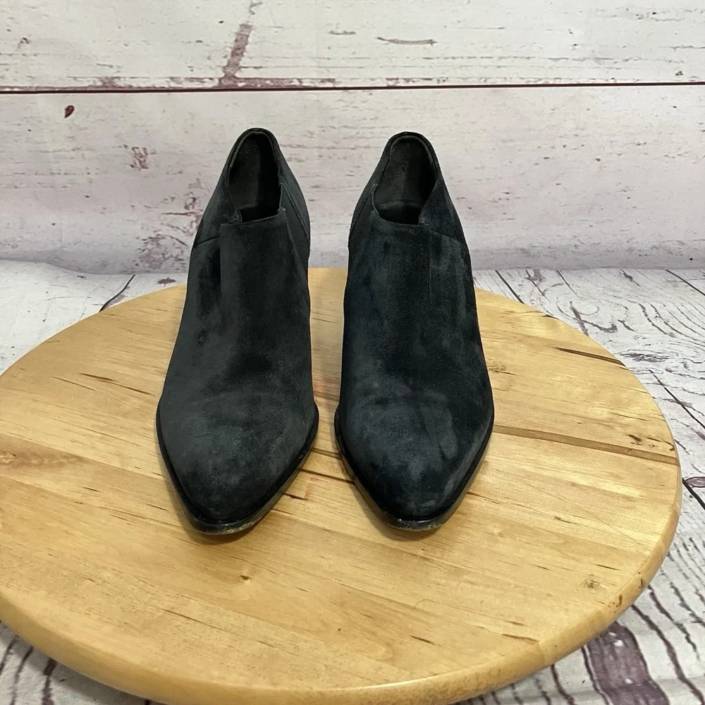 Vince Black Suede Nubuck Ankle Booties Block Heel EU 37 US 7‎ Shootie